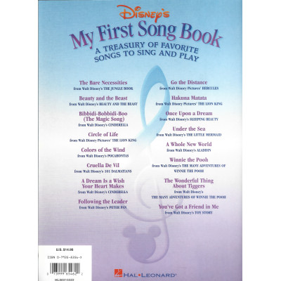 Disney's - My First Song Book Vol.1 for Easy Piano