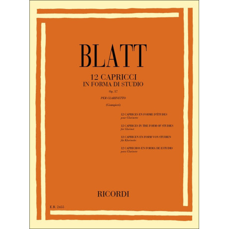 Blatt - 12 Capricci in Forma di Studio Op.17 Clarino