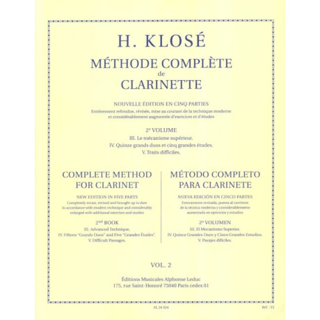 Hyacinthe Klosé - Complete Method for Clarinet - Volume 1
