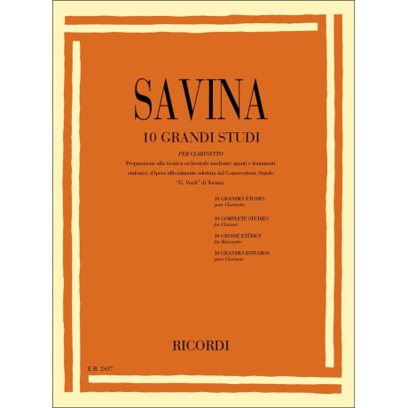 Savina - 10 Grandi Studi per Clarinetto