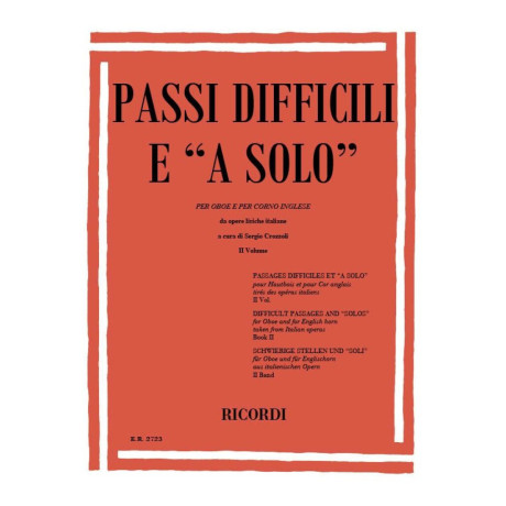Passi Difficili E "A Solo " Vol.2 per Oboe e Corno Inglese