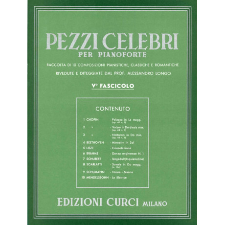 Pezzi celebri Fascicolo 5 Per Pianoforte