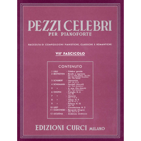 Pezzi celebri Fascicolo 7 Per Pianoforte