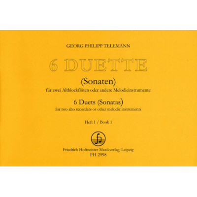 Telemann - 6 Duette (Niggemann) - Heft 1 (Sonaten 1-3) per Flauto Contralto