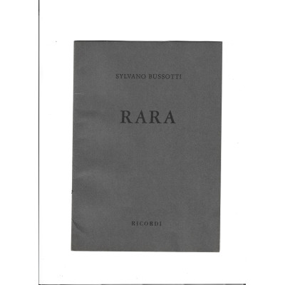 Bussotti - Rara Per Flauto Dolce