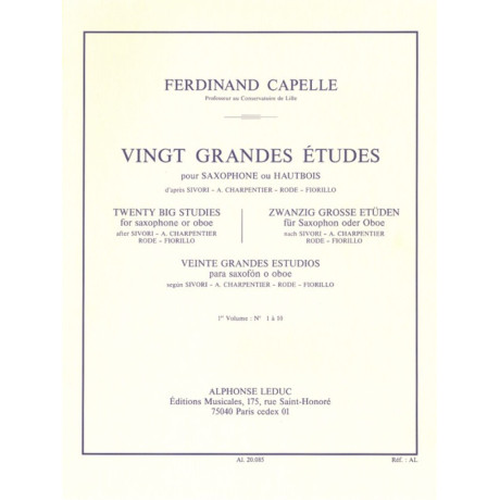 Capelle - 20 Grandi Studi per Saxofono o Oboe Vol.1