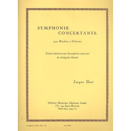 Ibert - Sinfonia Concertante per Sax Soprano e Piano