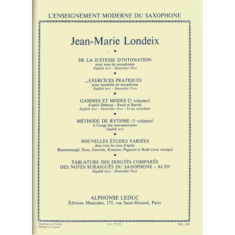 Londeix - Esercizi Pratici per insiemi di Saxofoni