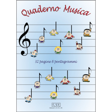 Music notebook, 32 pages, 8 large staves