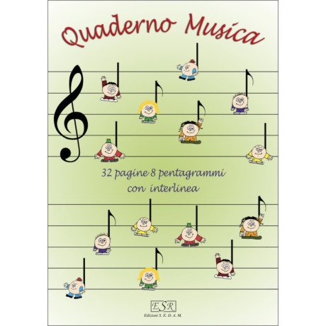 Music notebook, 32 pages, 8 large staves, interleaved
