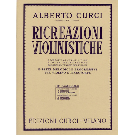 Curci - Ricreazioni Violinistiche 3 per Violino e Piano