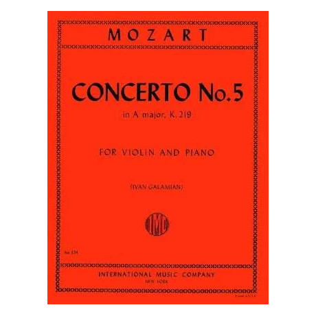 Mozart - Concerto n.5 in La Maggiore KV 219 per Violino e Piano