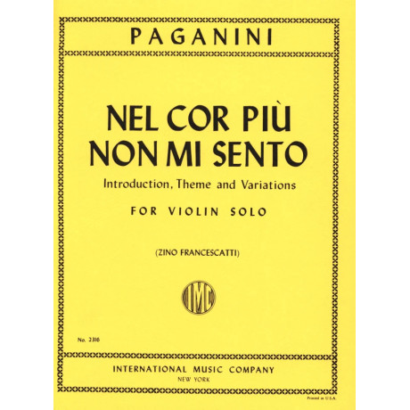 Paganini - Nel cor più non mi sento per Violino Solo