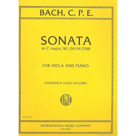 Bach C.P.E. - Sonata in Do Maggiore W:136 (H.558) per Viola e Piano