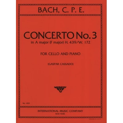 Bach - Concerto n.3 in La Maggiore (Fa Maggiore) H. 439/W. 172 per Violoncello e Piano