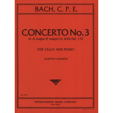 Bach - Concerto n.3 in La Maggiore (Fa Maggiore) H. 439/W. 172 per Violoncello e Piano