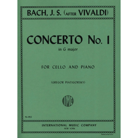 Bach/Vivaldi - Concerto n.1 in Sol Maggiore per Violoncello e Piano
