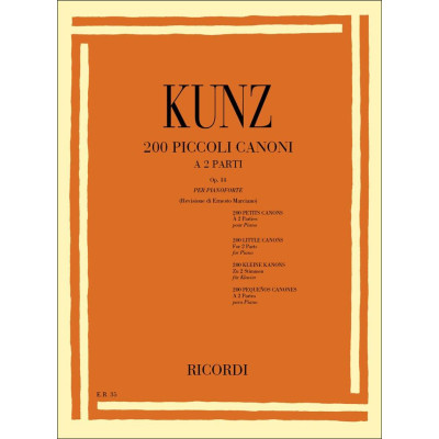 copy of Kunz - 200 Piccoli Canoni Op.14 a Due Parti per Pianoforte