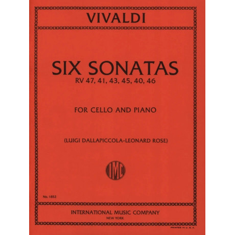 Vivaldi - 6 Sonate RV 47-41-43-45-40-46  per Violoncello e Basso Continuo