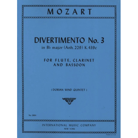 Mozart - Divertimento n.3 per Flauto Clarinetto e Fagotto
