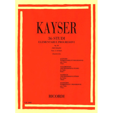 Kayser - 36 Studi elementari e progressivi op. 20 - Fascicolo I