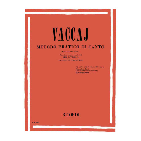 Vaccaj - Metodo Pratico di Canto per Contralto o Basso con CD