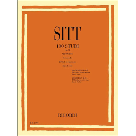Hans Sitt - 100 Studi per Violino Op. 32 - Fascicolo I - 20 Studi in I posizione