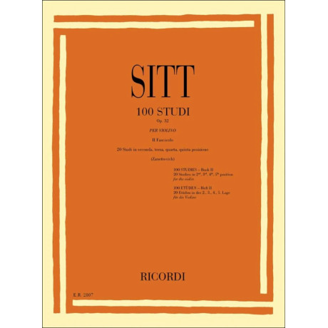 Hans Sitt - 100 Studies for the Violin Op. 32 - Book II - 20 Studies in 2nd, 3rd, 4th, 5th position