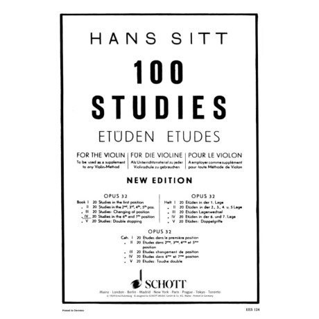 Hans Sitt - 100 Studies for the Violin Op. 32 - Book IV - 20 Studies in the 6th and 7th position