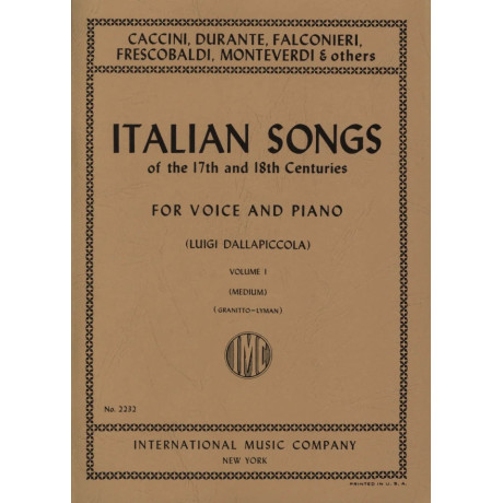 Autori Diversi - Italian Songs of the 17/18 th Centuries per Voice and  Piano Vol.1