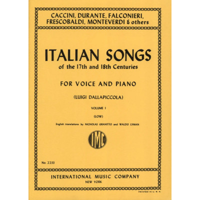 Autori Diversi - Italian Songs of the 17/18 th Centuries per Voice and  Piano Vol.1