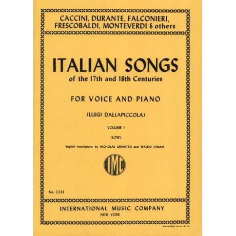 Autori Diversi - Italian Songs of the 17/18 th Centuries per Voice and  Piano Vol.1