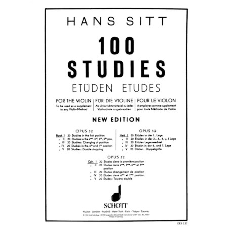 Hans Sitt - 100 Studi per Violino Op. 32 - Fascicolo I - 20 Studi in prima posizione