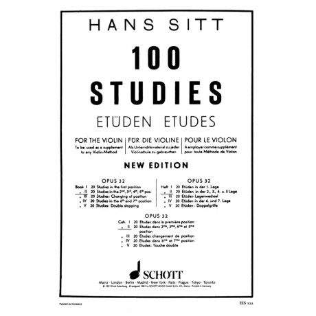 Hans Sitt - 100 Studies for the Violin Op. 32 - Book II - 20 Studies in the 2nd, 3rd, 4th, 5th position