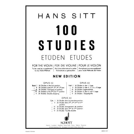 Hans Sitt - 100 Studi per Violino Op. 32 - Fascicolo III - 20 Studi: Cambiamenti di posizione
