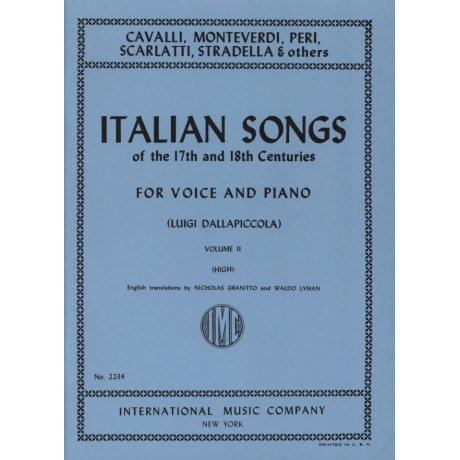 Italian Songs of the 17/18 th Centuries per Voice and  Piano Vol. 2