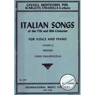 Italian Songs of the 17/18 th Centuries per Voice and  Piano Vol. 2