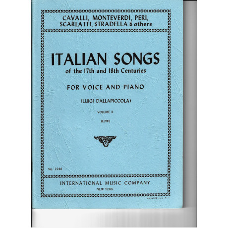 Italian Songs of the 17/18 th Centuries per Voice and  Piano Vol. 2