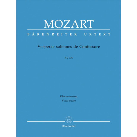 Mozart - Vesperae Solennes de Confessore KV 339 per Canto e Piano
