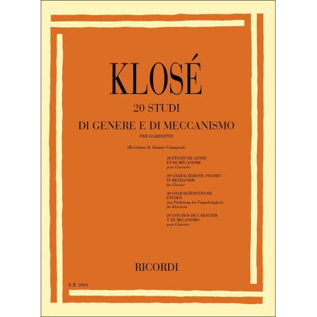 Klosè - 20 Studi di Genere e di Meccanismo per Clarinetto