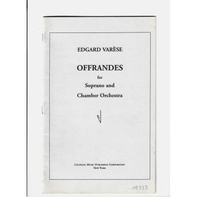 Varèse - Offrandes Study Score