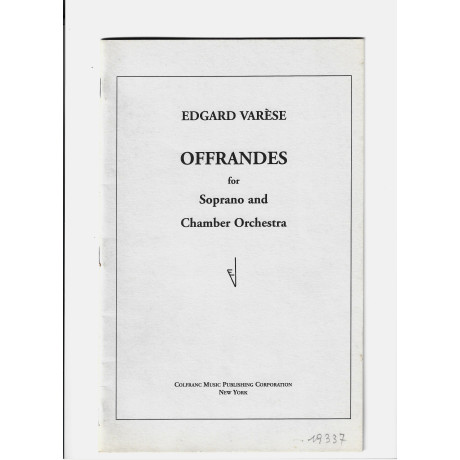 Varèse - Offrandes Study Score